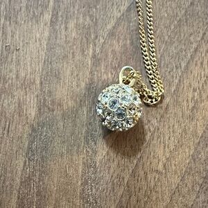Genuine Gold Crystal Ball Pendant Necklace
